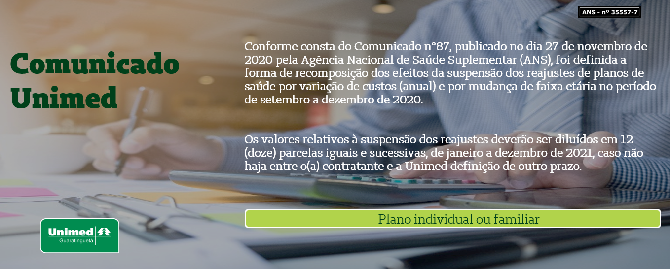 Comunicado sobre a recomposição do reajuste suspenso da ANS.